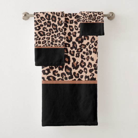 Ensemble de serviettes à imprimé léopard de luxe s (En situation)