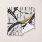 Ensemble de serviettes à lignes abstraites noir et (Gant de toilette)