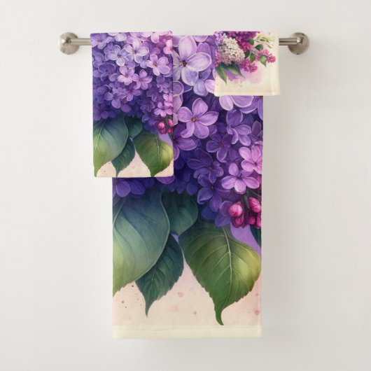 Ensemble de serviettes à monogramme floral Lilas V (En situation)
