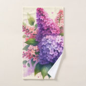 Ensemble de serviettes à monogramme floral Lilas V (Serviette à main)