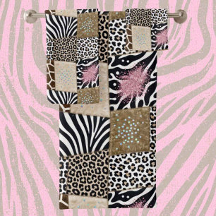 Ensemble de serviettes à motif animal africain ros