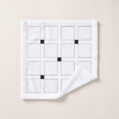 Ensemble de serviettes à motif carré Art Déco noir (Gant de toilette)