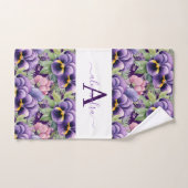 Ensemble de serviettes à motif de pensées violet e (Serviette à main)