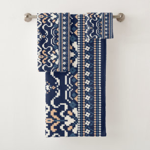 Ensemble de serviettes à motif ethnique Navy pour