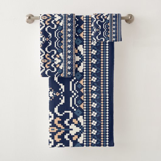 Ensemble de serviettes à motif ethnique Navy pour (En situation)