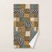 Ensemble de serviettes à motif patchwork d'animaux (Serviette à main)