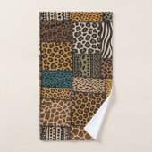 Ensemble de serviettes à motif patchwork d'animaux (Serviette à main)