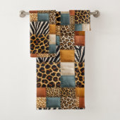 Ensemble de serviettes à motif patchwork d'animaux (En situation)