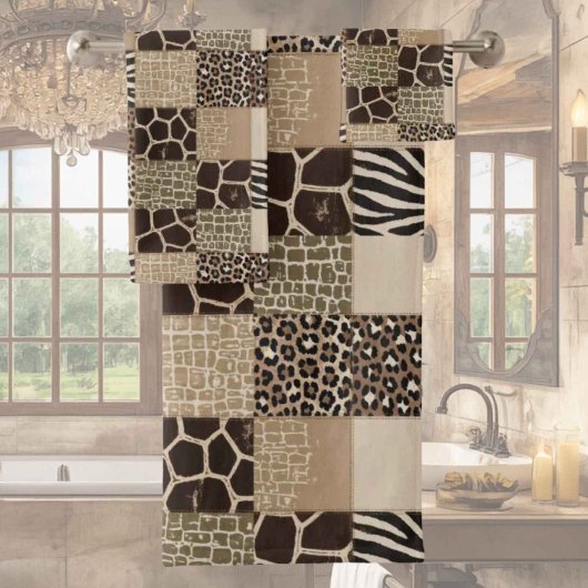 Ensemble de serviettes à motif patchwork d'animaux
