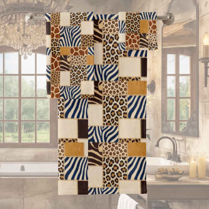 Ensemble de serviettes à motif patchwork d'animaux