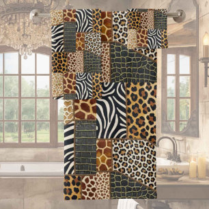 Ensemble de serviettes à motif patchwork d'animaux