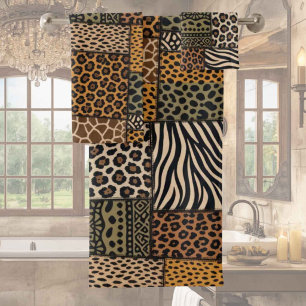 Ensemble de serviettes à motif patchwork d'animaux