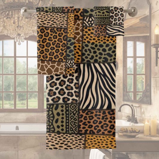 Ensemble de serviettes à motif patchwork d'animaux