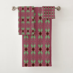 Ensemble de serviettes à motif Rose profond