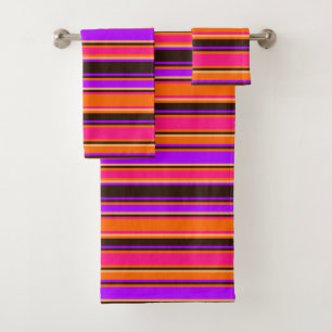 Ensemble de serviettes à rayures orange, magenta e
