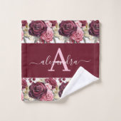 Ensemble de serviettes à roses roses bordeaux viol (Gant de toilette)