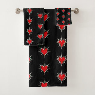 Ensemble de serviettes à sigil de cœur à pointes e