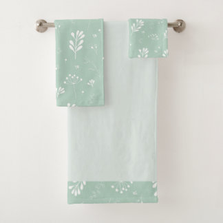 Ensemble de serviettes à thème Leaf blanc vert mer