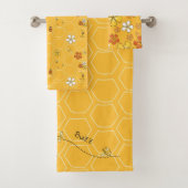 Ensemble de serviettes Abeille et Nid d'abeille fl (En situation)