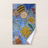 Ensemble de serviettes Abeilles à miel et fleurs (Serviette à main)
