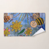 Ensemble de serviettes Abeilles à miel et fleurs (Serviette à main)