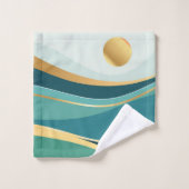 Ensemble de serviettes Abstrait turquoise et or (Gant de toilette)