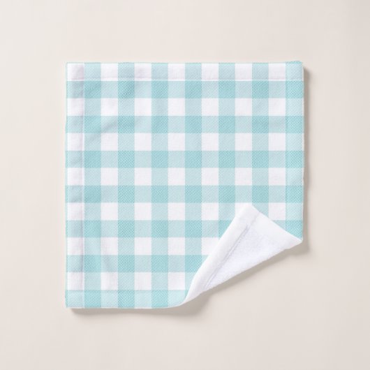 Ensemble de serviettes Aqua Blue En vichy Monogram (Gant de toilette)