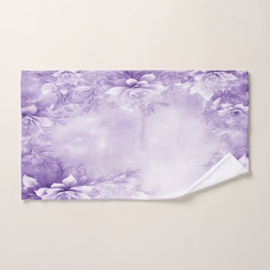 Ensemble de serviettes aux fleurs blanches violett (Serviette à main)