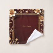 Ensemble de serviettes aux fleurs dorées de Bourgo (Gant de toilette)