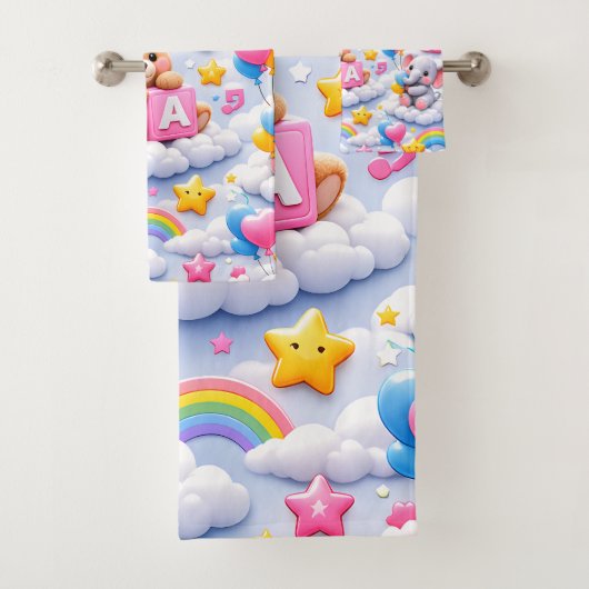Ensemble de serviettes avec ours en peluche et élé (En situation)
