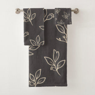 Ensemble de serviettes Black Leaf   Décoration de 