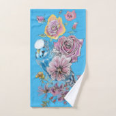 Ensemble de serviettes bleu Bugie Budgerigar Rose  (Serviette à main)
