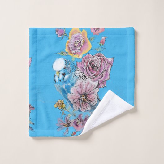 Ensemble de serviettes bleu Bugie Budgerigar Rose  (Gant de toilette)