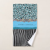 Ensemble de serviettes bleu sarcelle et noir avec (Serviette à main)