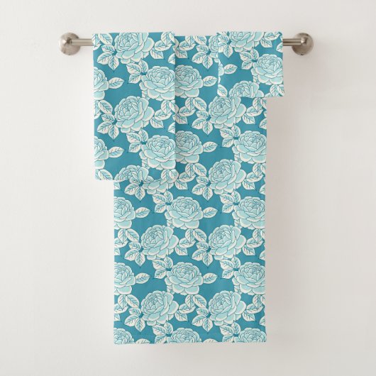 Ensemble de serviettes bleues florales à motif de (En situation)