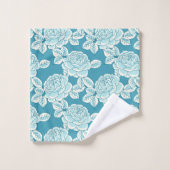 Ensemble de serviettes bleues florales à motif de (Gant de toilette)