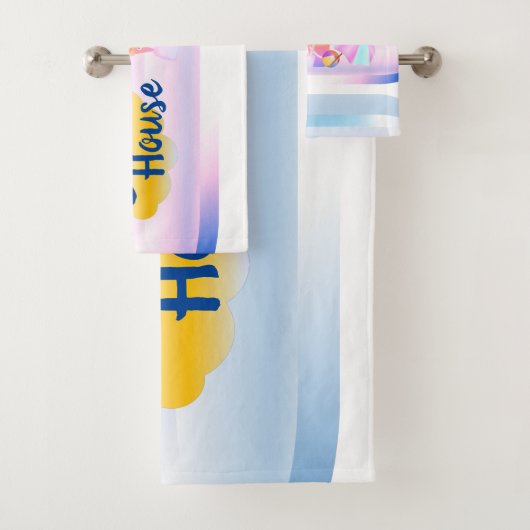 Ensemble de serviettes Blue and Pink Beach House (En situation)