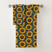 Ensemble de serviettes Boho Tournesols et Diamants (En situation)