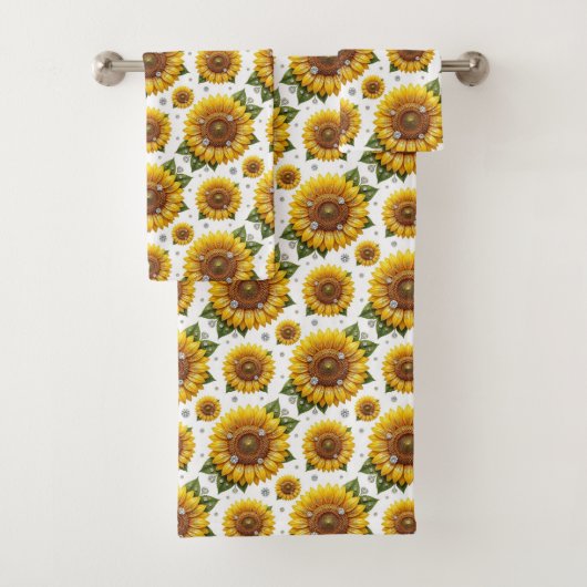 Ensemble de serviettes Boho Tournesols et Diamants (En situation)