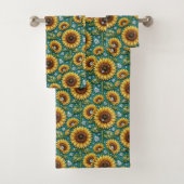 Ensemble de serviettes Boho Tournesols et Diamants (En situation)