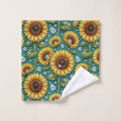 Ensemble de serviettes Boho Tournesols et Diamants (Gant de toilette)