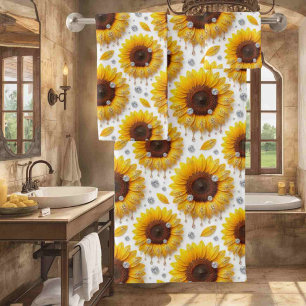 Ensemble de serviettes Boho Tournesols et Diamants