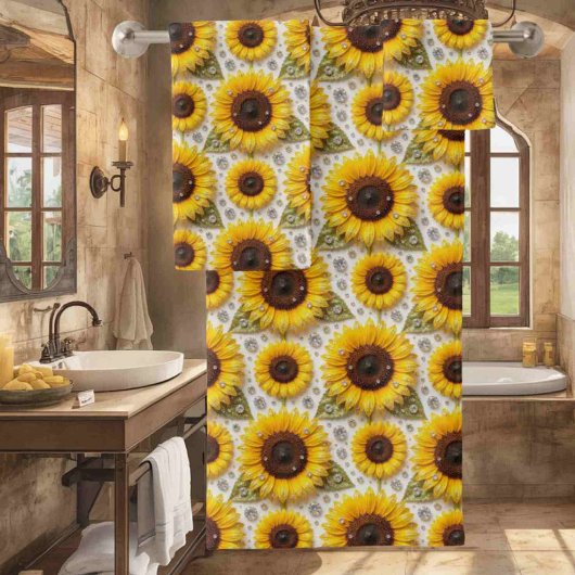 Ensemble de serviettes Boho Tournesols et Diamants
