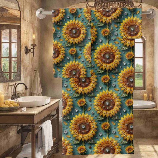 Ensemble de serviettes Boho Tournesols et Diamants