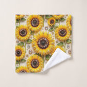 Ensemble de serviettes Boho Tournesols et Diamants (Gant de toilette)
