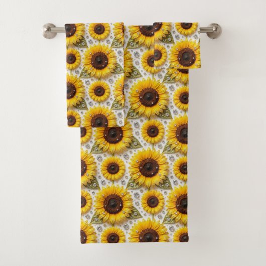 Ensemble de serviettes Boho Tournesols et Diamants (En situation)