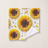 Ensemble de serviettes Boho Tournesols et Diamants (Gant de toilette)