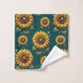 Ensemble de serviettes Boho Tournesols et Diamants (Gant de toilette)