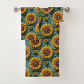 Ensemble de serviettes Boho Tournesols et Diamants (En situation)