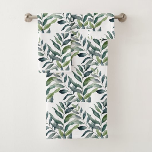 Ensemble de serviettes botaniques de verdure (En situation)